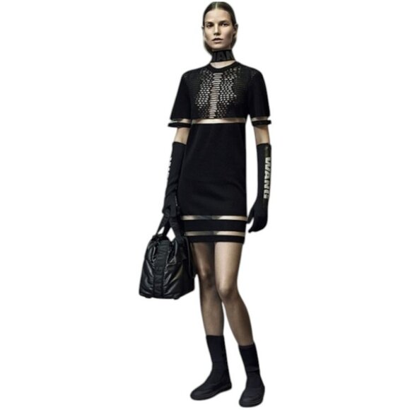 Alexander Wang x H&M black sheer mesh panel mini dress size S - Picture 1 of 6